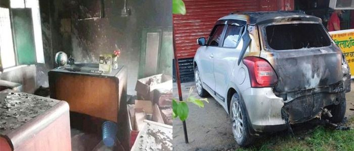 भीमदत्तको १९ नं. वडा कार्यालय र शुक्लाफाँटा ७ का वडाध्यक्षको कारमा आगजनी